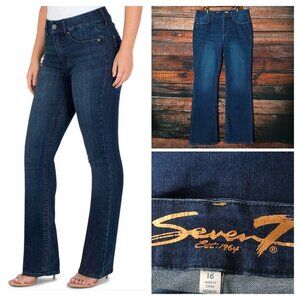 Seven 7 Jeans Size 16 Tummyless High Rise Slim Boot Cut Dark Wash Denim Stretch